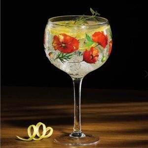 Ginology Poppies Floral Copa Gin Cocktail Glass 24 Ounce Brand New
